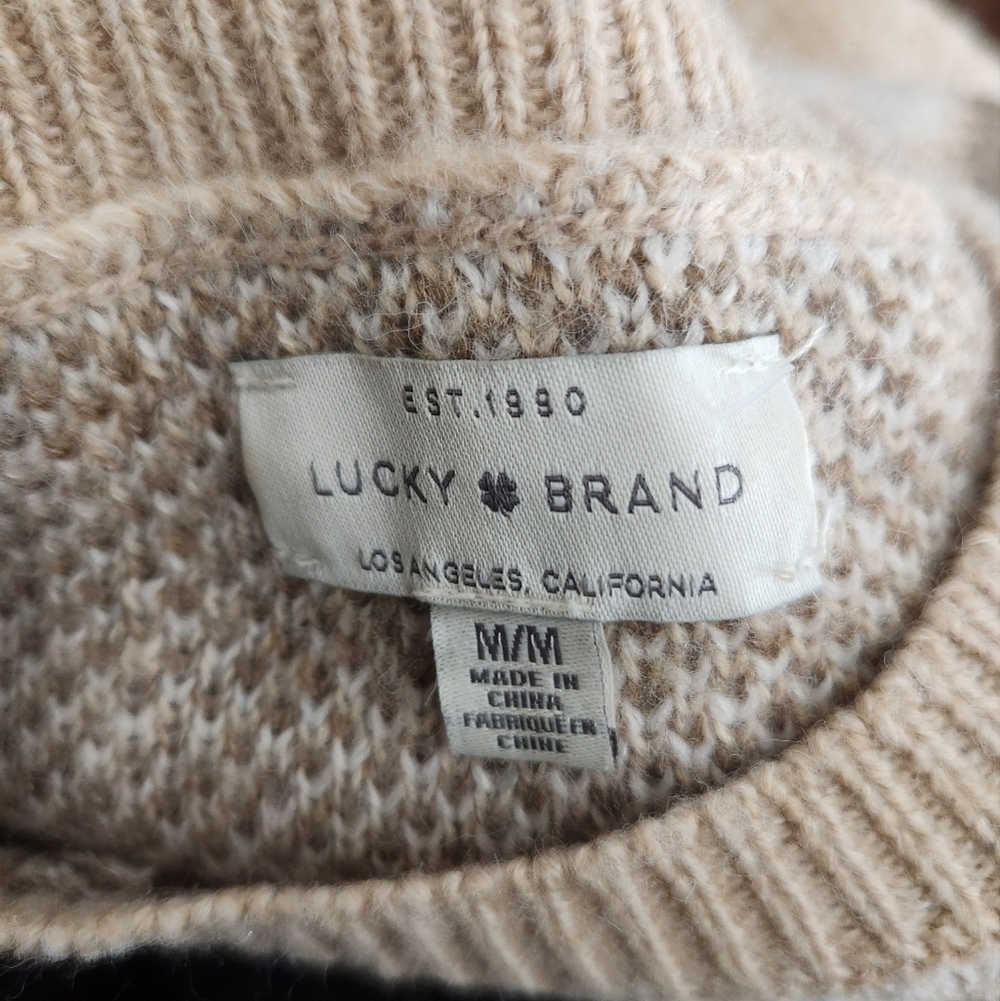 Lucky Brand Women's Brown and Beige Camouflage Crew Neck Sweater Size Medium - Picture 3 of 4